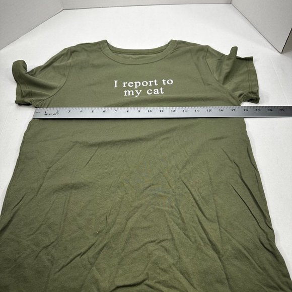 Zoe And Liv Women's Size Med I Report To My Cat Short Sleeve Tee Shirt Green New - Picture 8 of 11